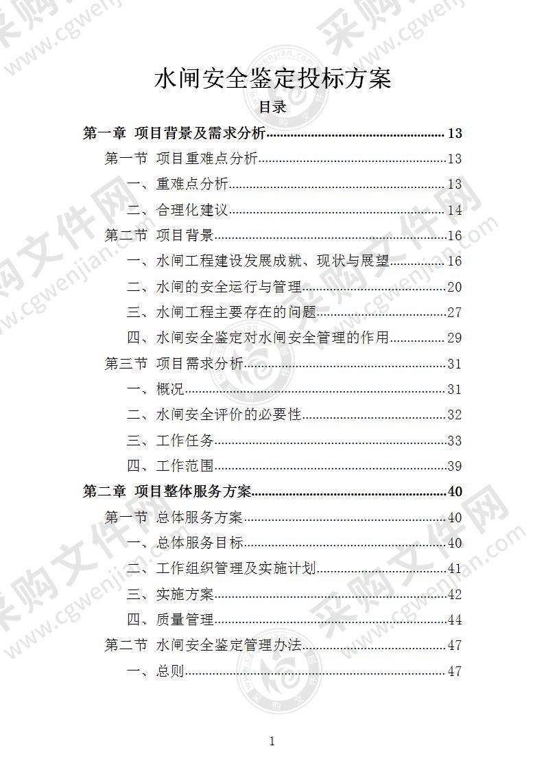 水闸安全鉴定投标方案