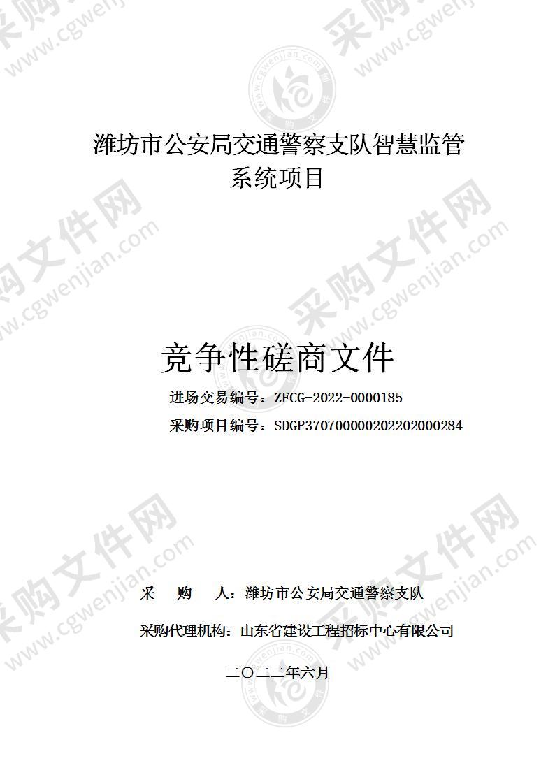 潍坊市公安局交通警察支队智慧监管系统项目