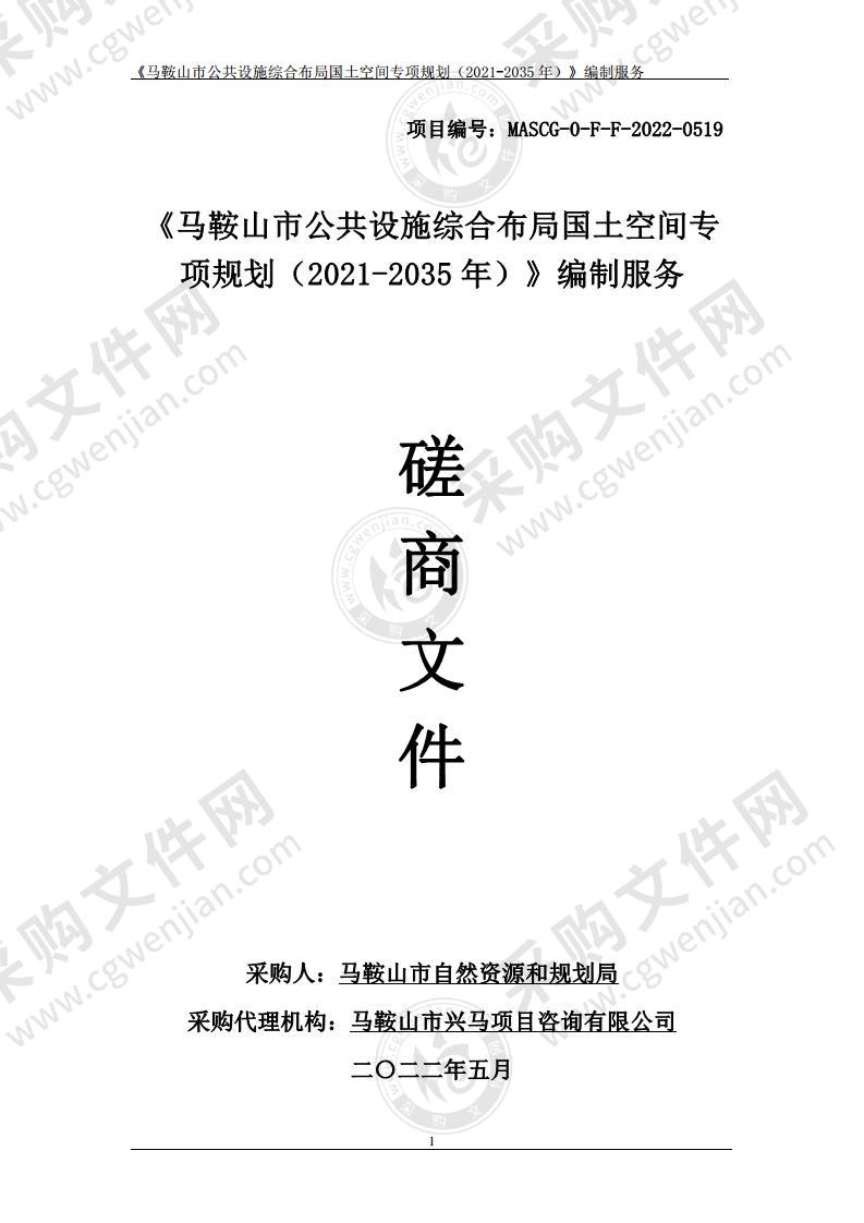 《马鞍山市公共设施综合布局国土空间专项规划（2021-2035年）》编制服务