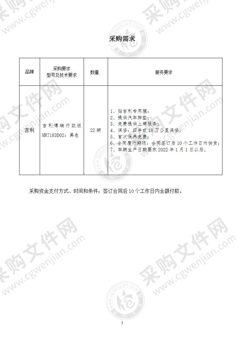 宁波市市级机关公务用车服务中心车辆购置项目