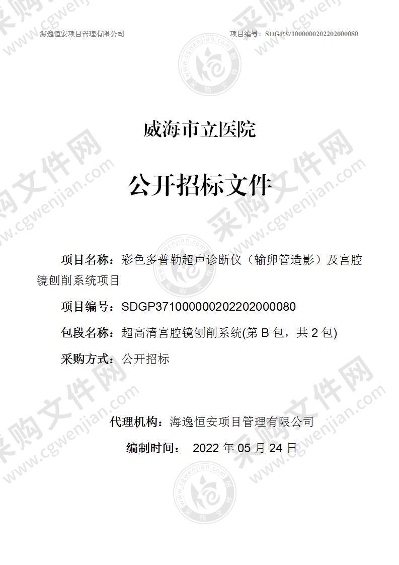 威海市立医院彩色多普勒超声诊断仪（输卵管造影）及宫腔镜刨削系统项目（第B包）