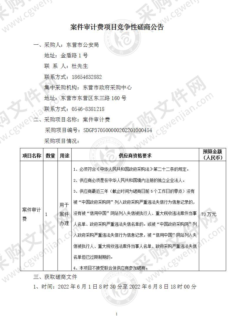 东营市公安局案件审计费