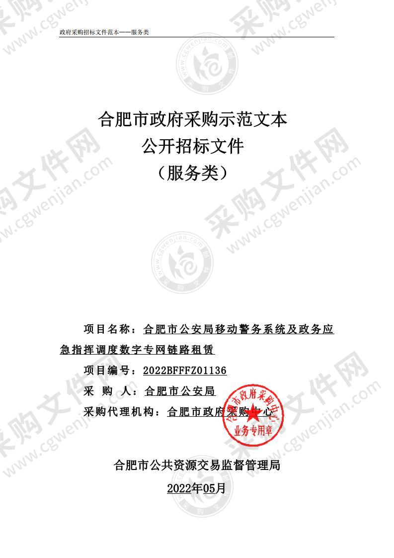 合肥市公安局移动警务系统及政务应急指挥调度数字专网链路租赁