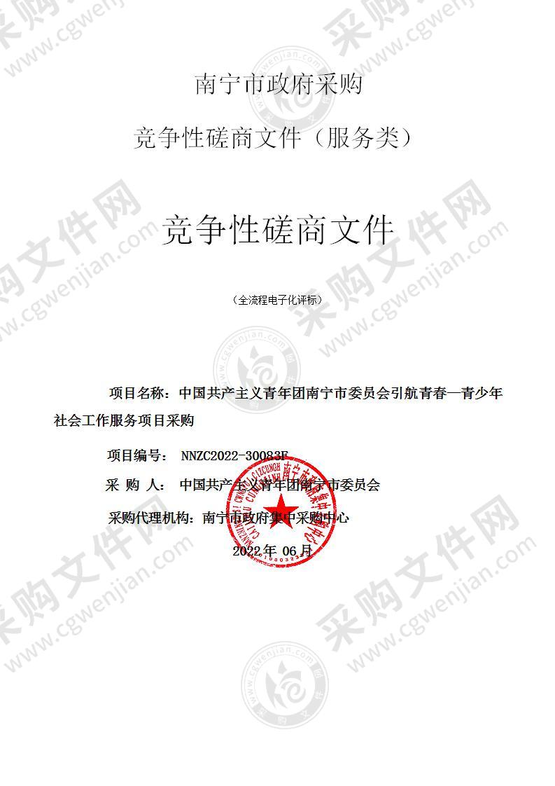 中国共产主义青年团南宁市委员会引航青春—青少年社会工作服务项目采购