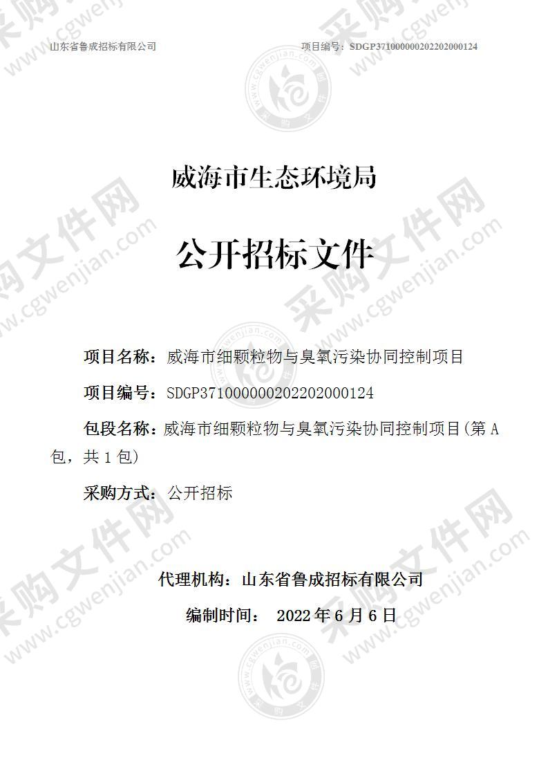 威海市生态环境局威海市细颗粒物与臭氧污染协同控制项目