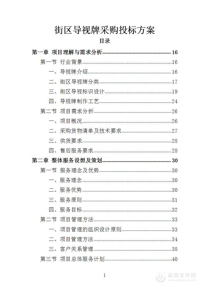 街区导视牌采购投标方案