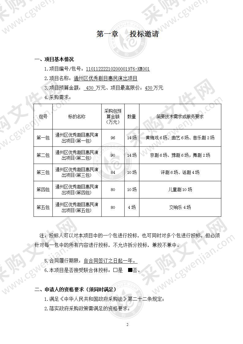 通州区优秀剧目惠民演出项目