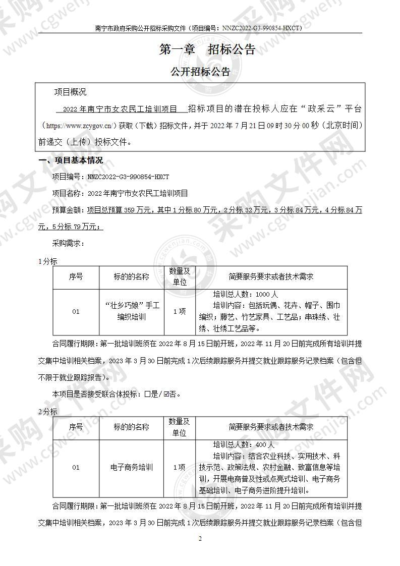 2022年南宁市女农民工培训项目