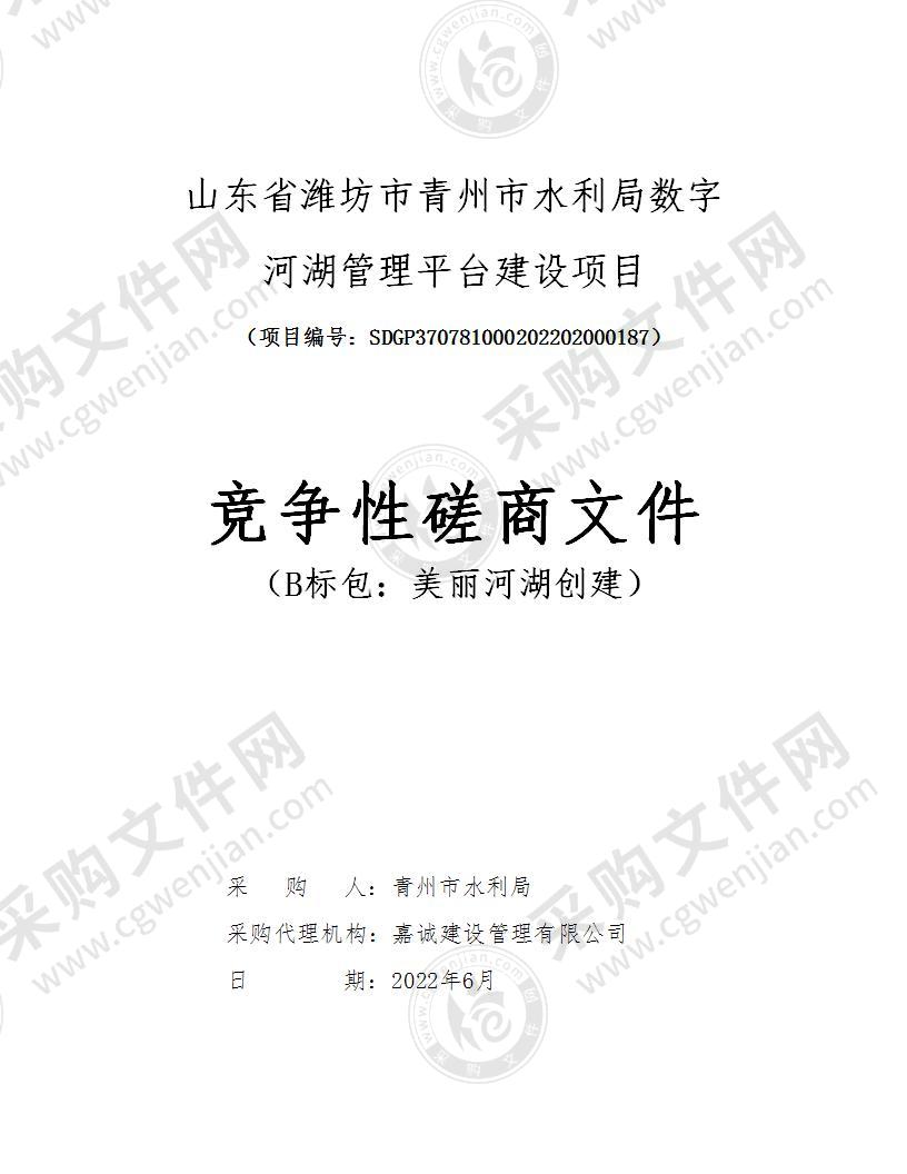 山东省潍坊市青州市水利局数字河湖管理平台建设项目（B标包：美丽河湖创建）