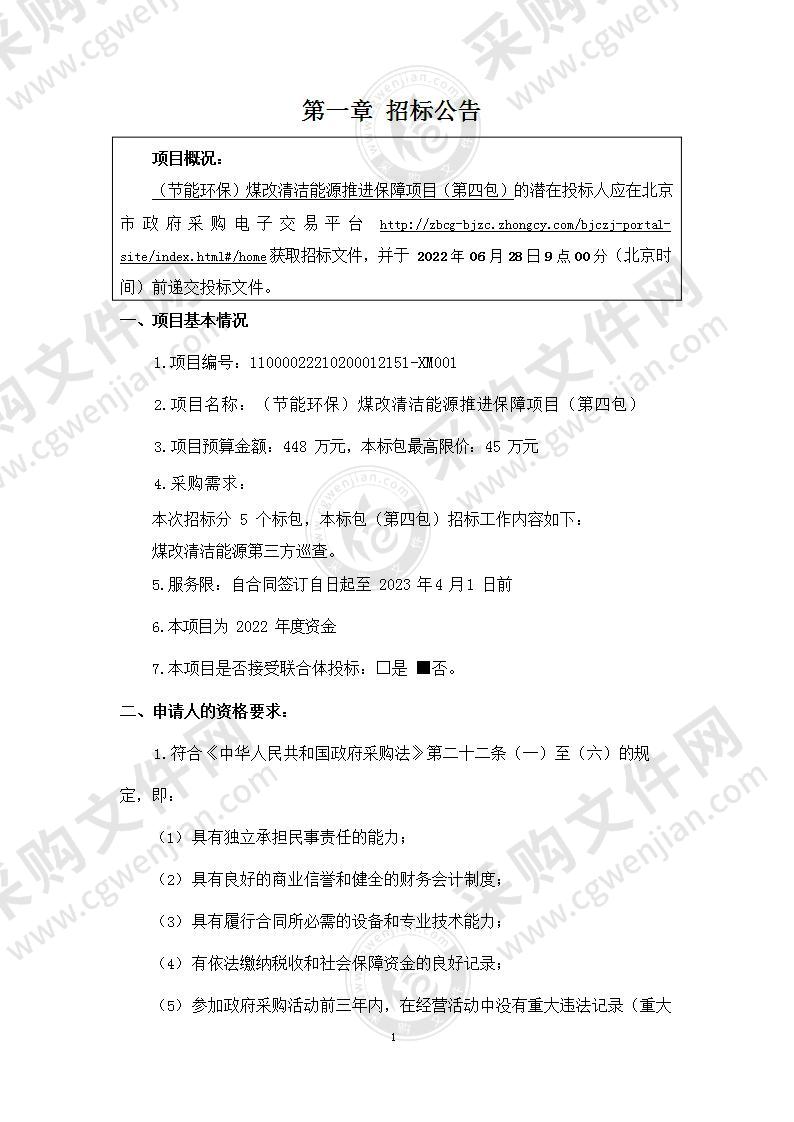 （节能环保）煤改清洁能源推进保障项目其他专业技术服务采购项目（第四包）