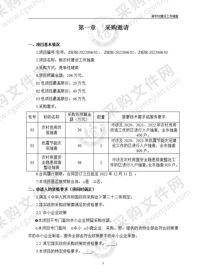 新农村建设工作抽查（第二包）