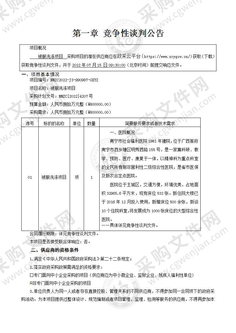 被服洗涤项目