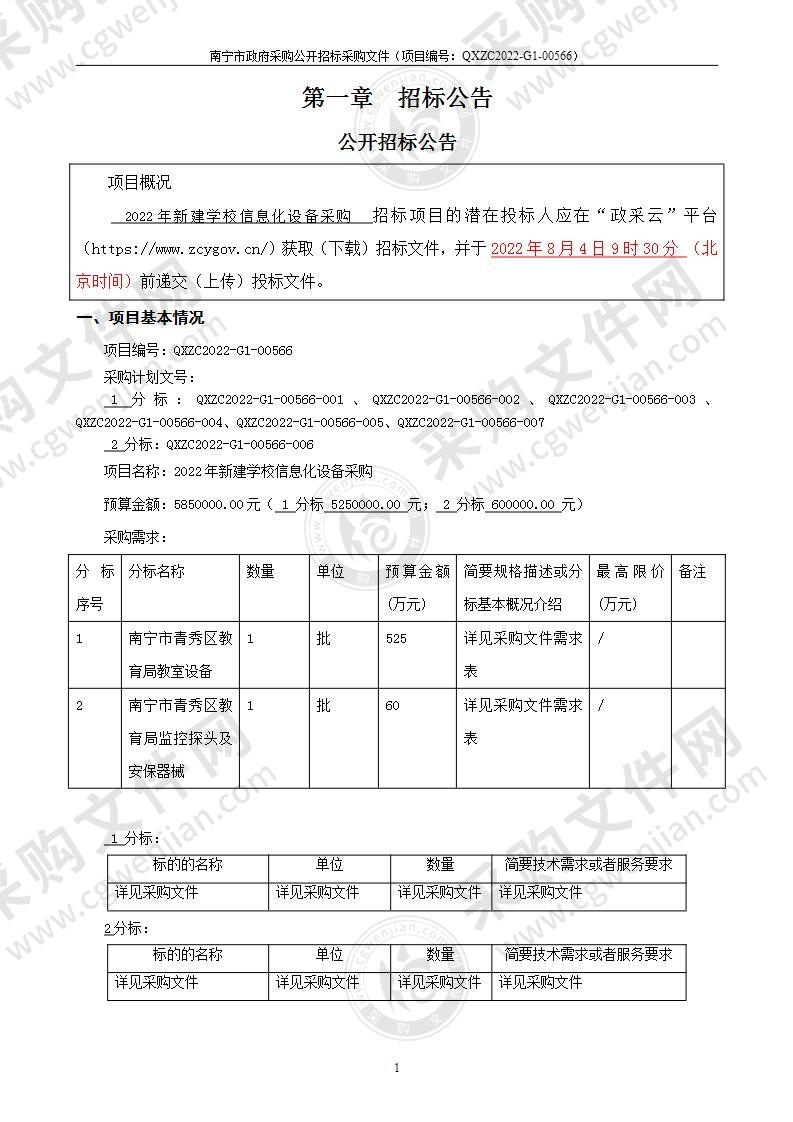 2022年新建学校信息化设备采购