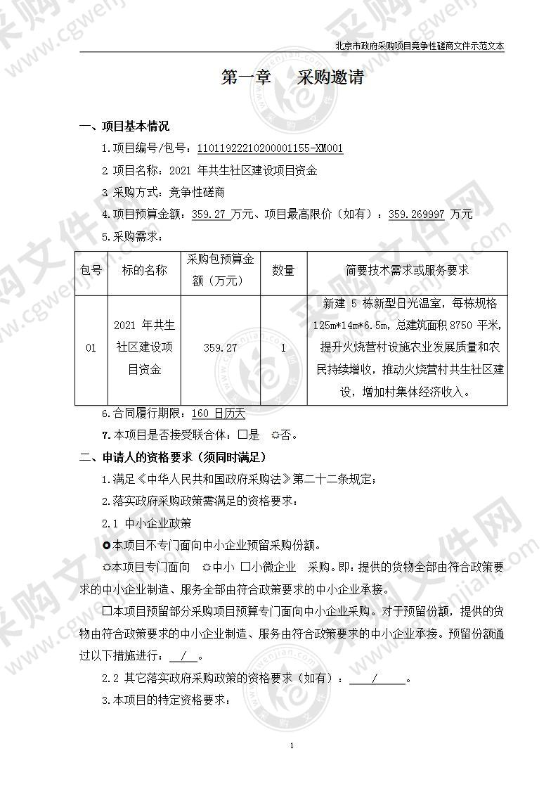 2021年共生社区建设项目资金