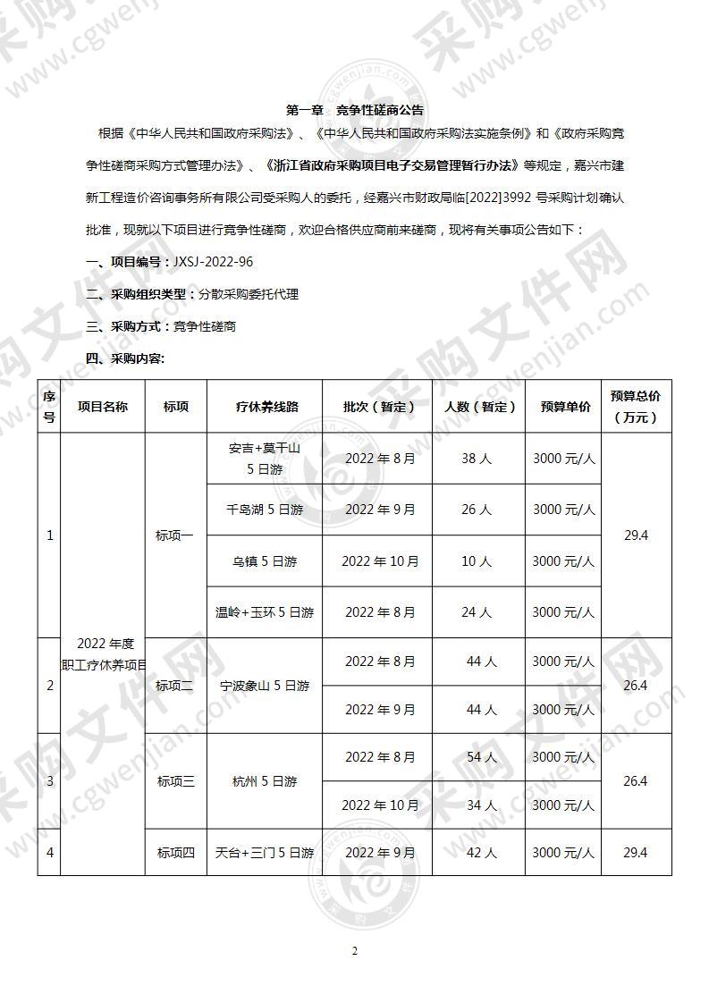 国家税务总局嘉兴市税务局职工疗休养项目