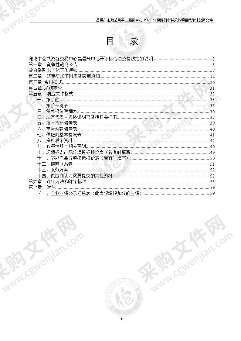 昌邑市市政公用事业服务中心2022年度路灯材料采购项目