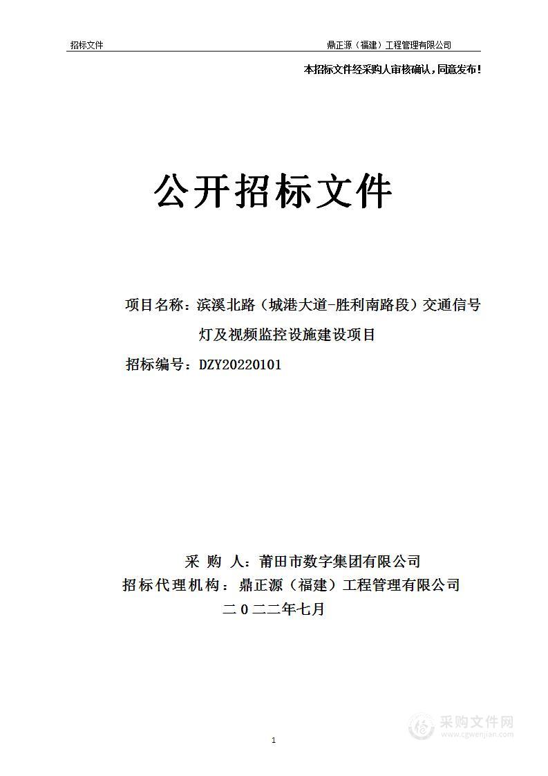 滨溪北路（城港大道-胜利南路段）交通信号灯及视频监控设施建设项目