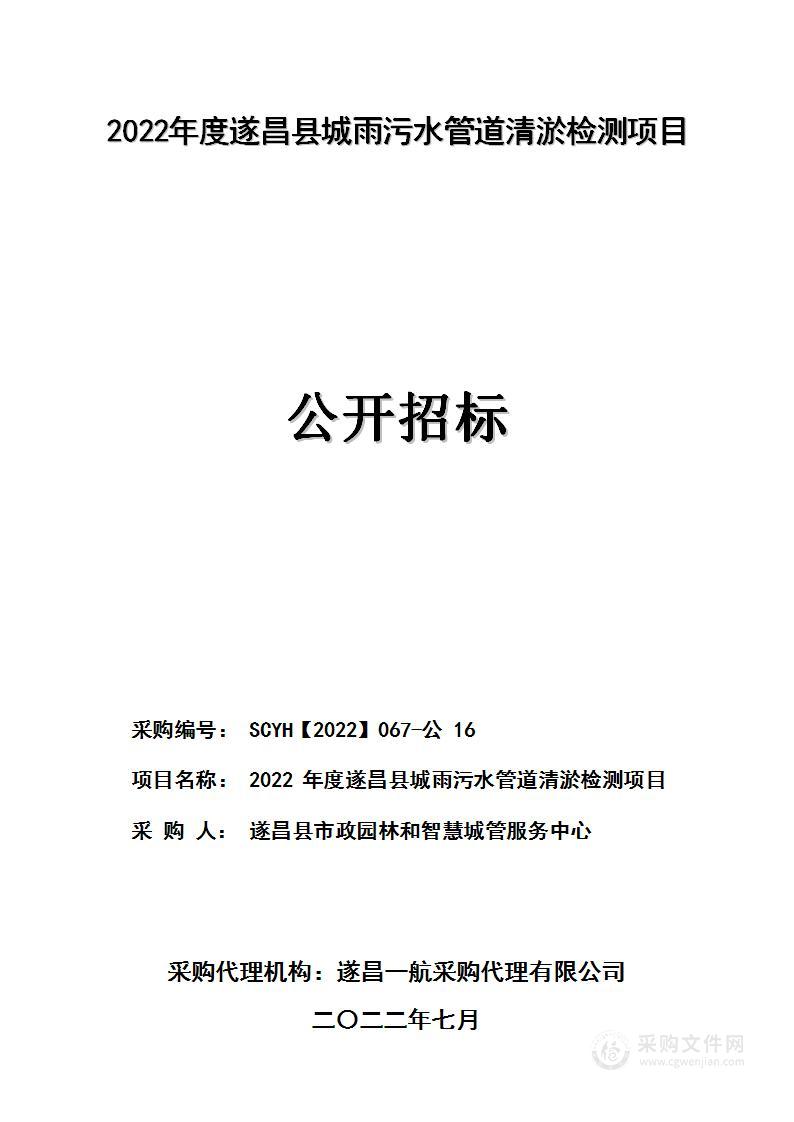 2022年度遂昌县城雨污水管道清淤检测项目