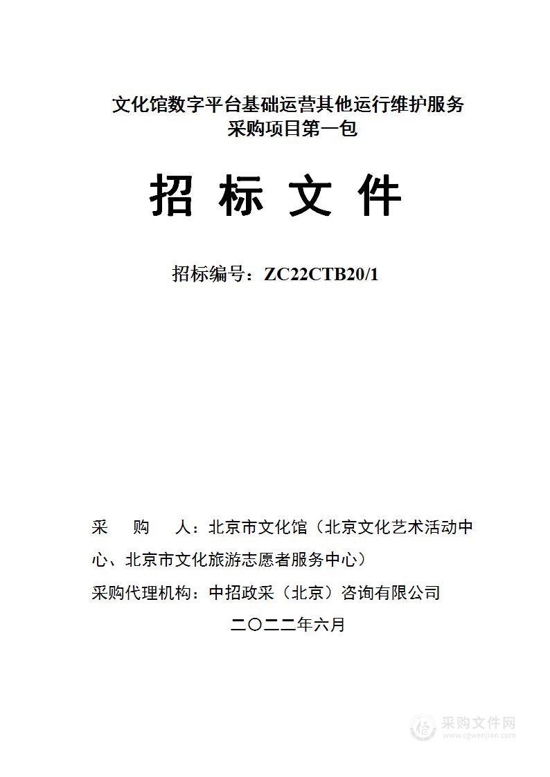 文化馆数字平台基础运营其他运行维护服务采购项目