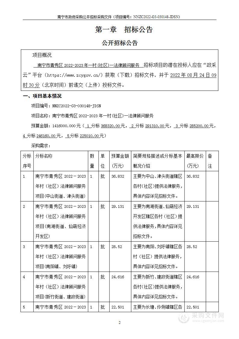 南宁市青秀区2022－2023年一村(社区)一法律顾问服务