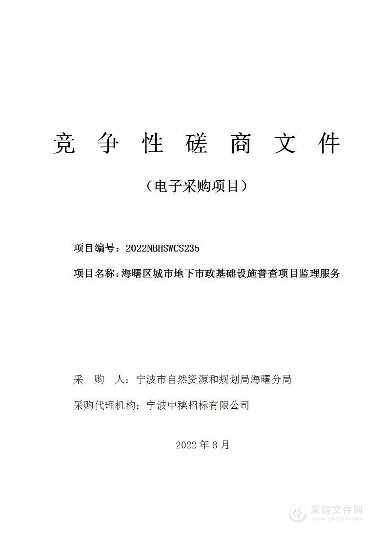 海曙区城市地下市政基础设施普查项目监理服务