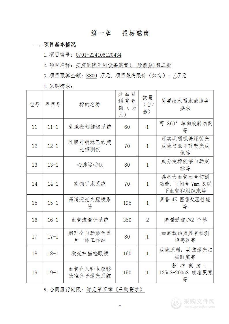 安贞医院医用设备购置(一般债券第2批）