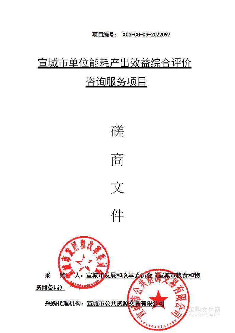 宣城市单位能耗产出效益综合评价咨询服务项目