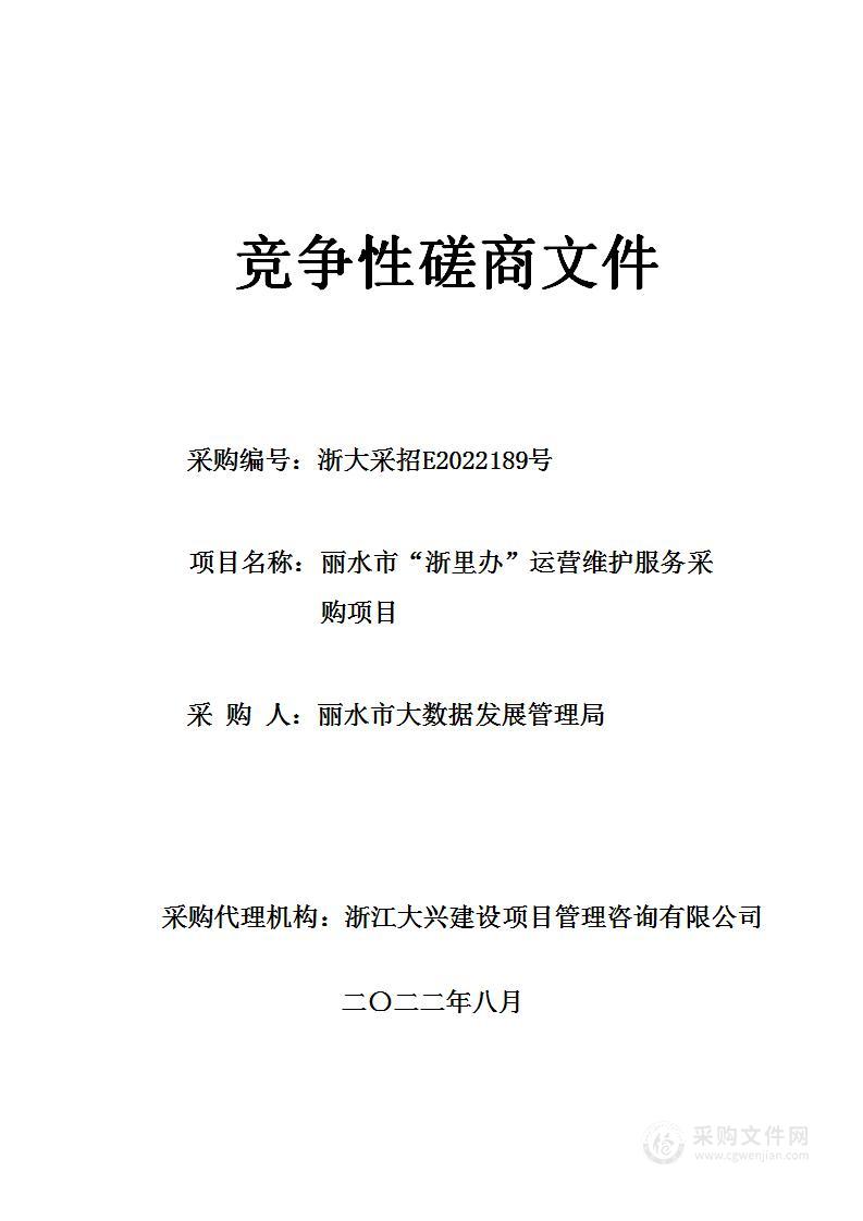 丽水市“浙里办”运营维护服务采购项目