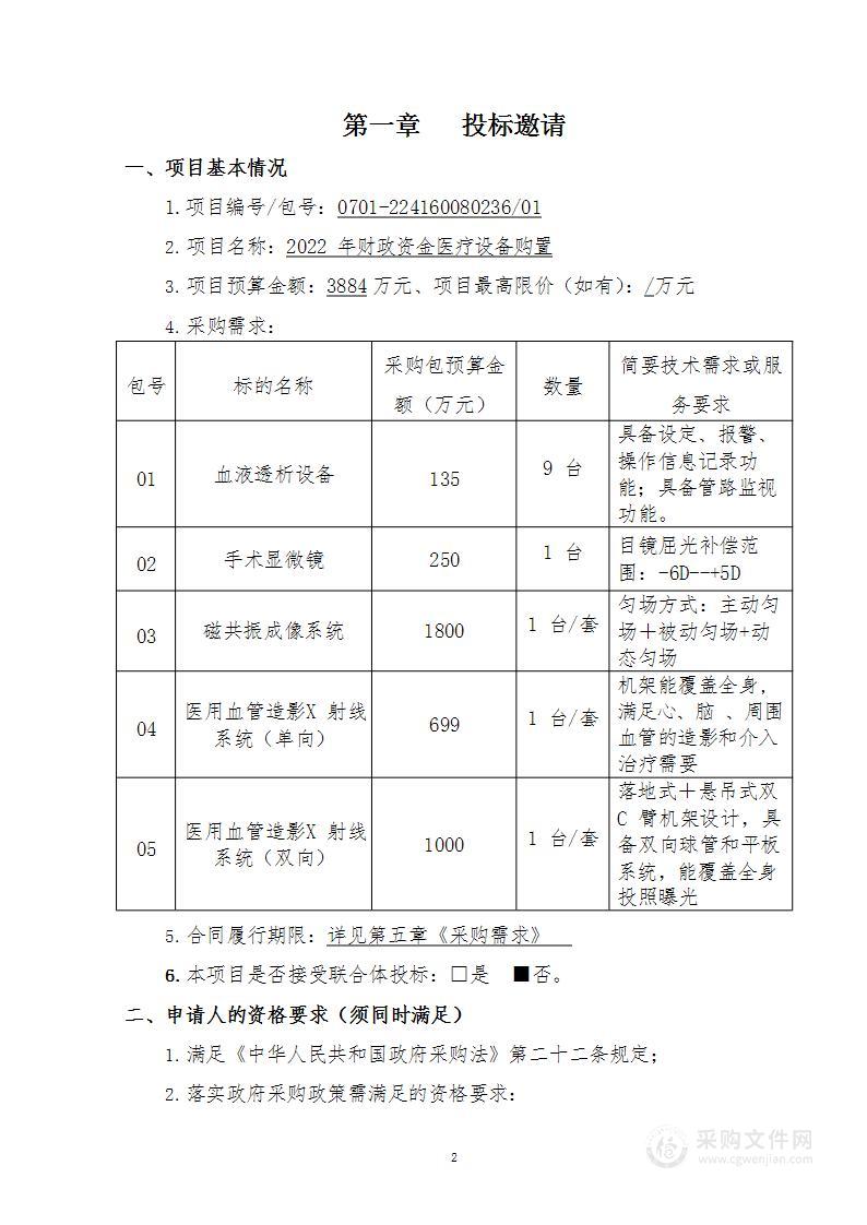 2022年财政资金医疗设备购置