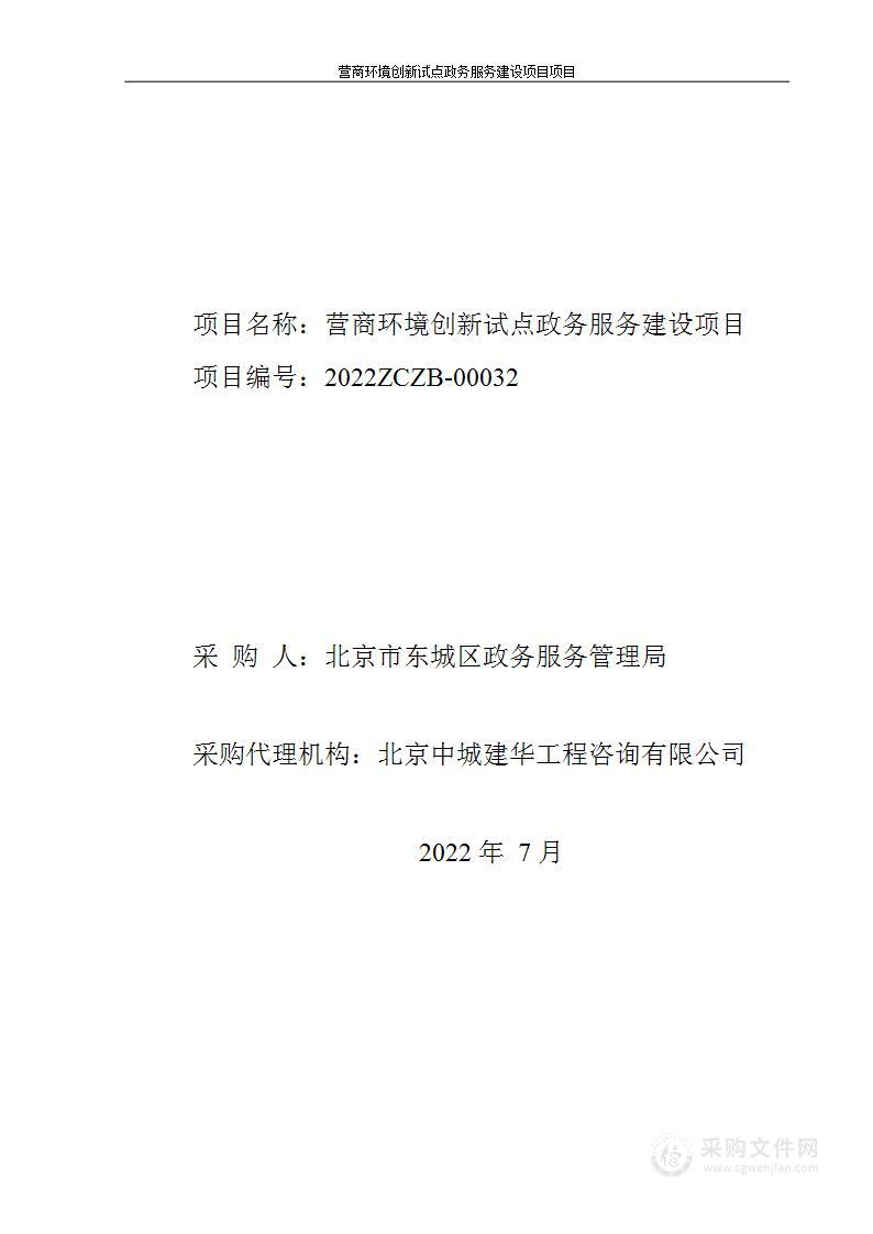 营商环境创新试点政务服务建设项目