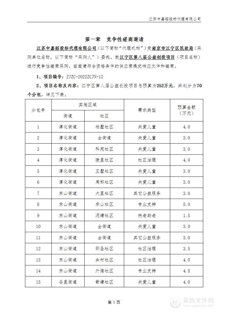 江宁区第八届公益创投项目