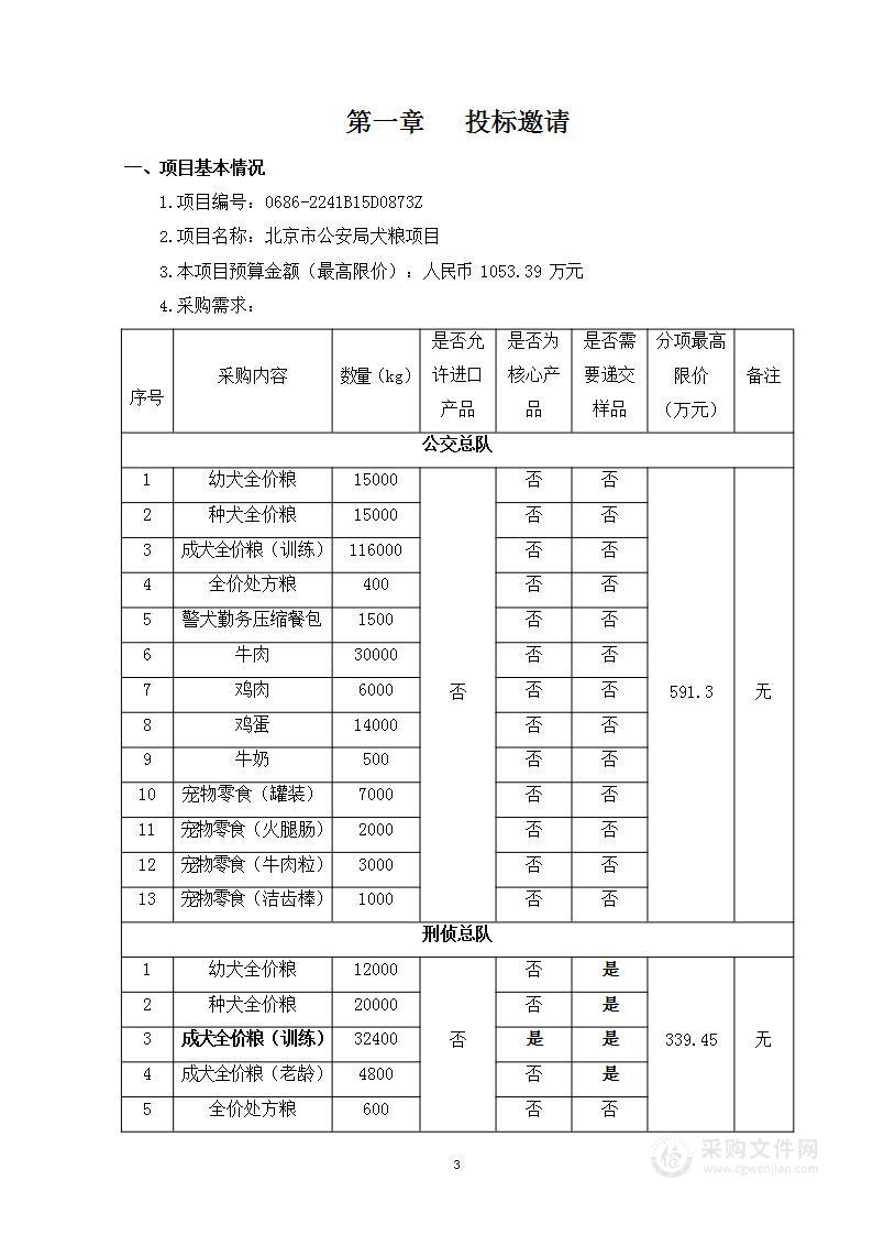 北京市公安局犬粮项目