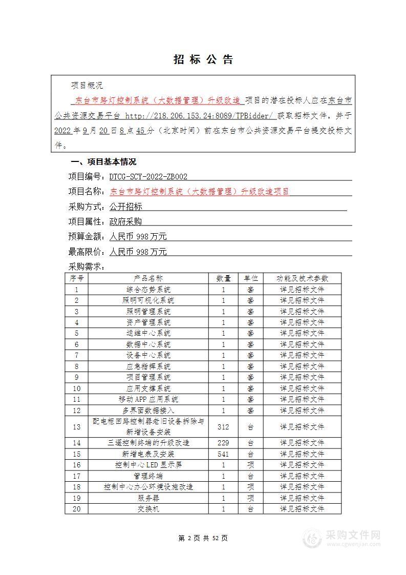 东台市路灯控制系统（大数据管理）升级改造项目