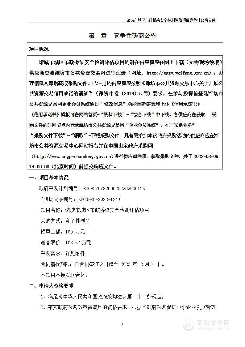 诸城市城区市政桥梁安全检测评估项目