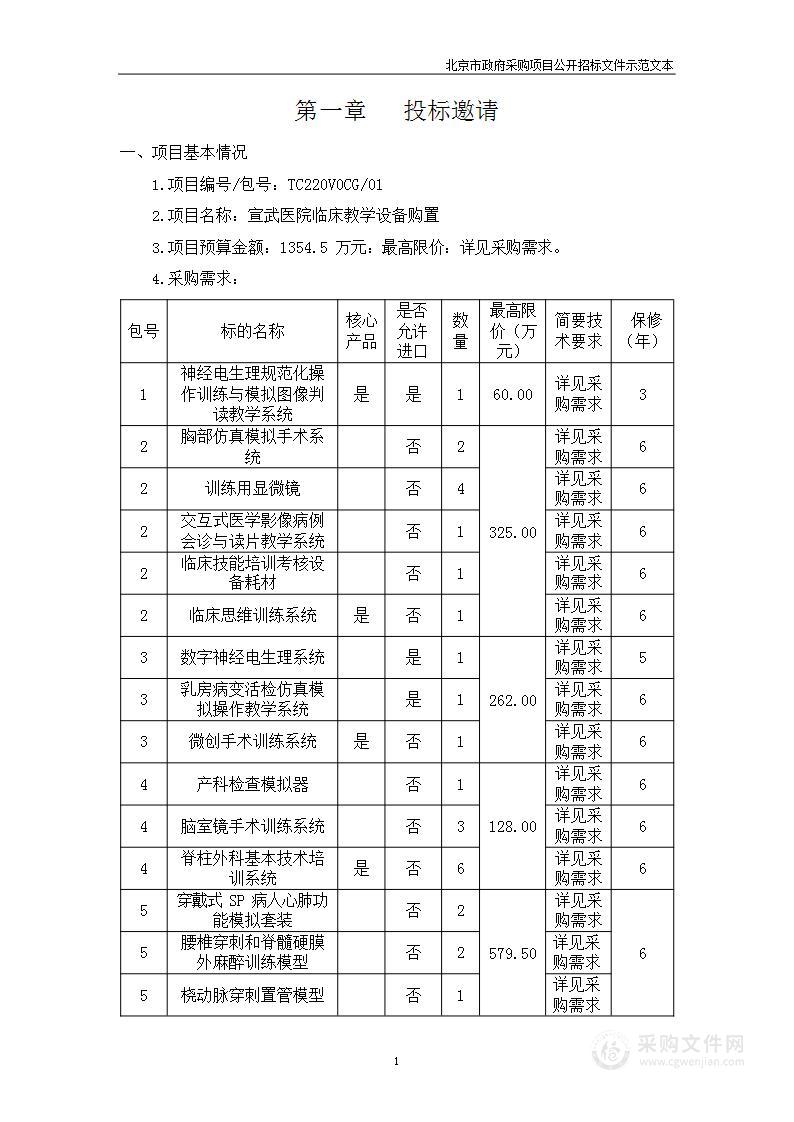 宣武医院临床教学设备购置