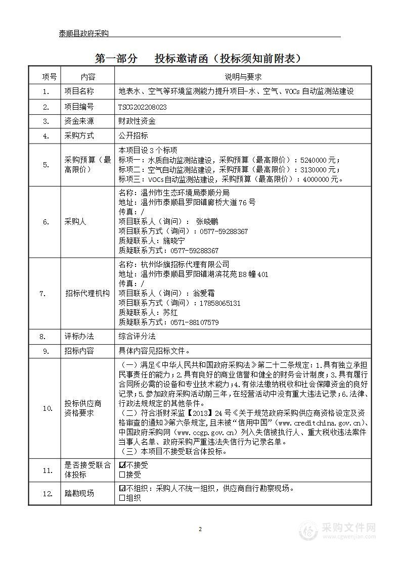 地表水、空气等环境监测能力提升项目-水、空气、VOCs自动监测站建设