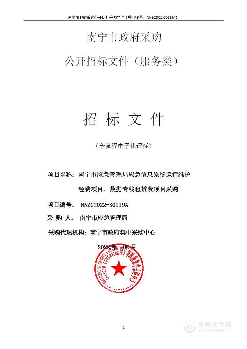 南宁市应急管理局应急信息系统运行维护经费项目、数据专线租赁费项目采购