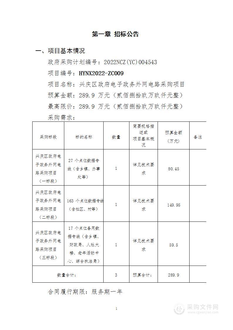 兴庆区政府电子政务外网电路采购项目