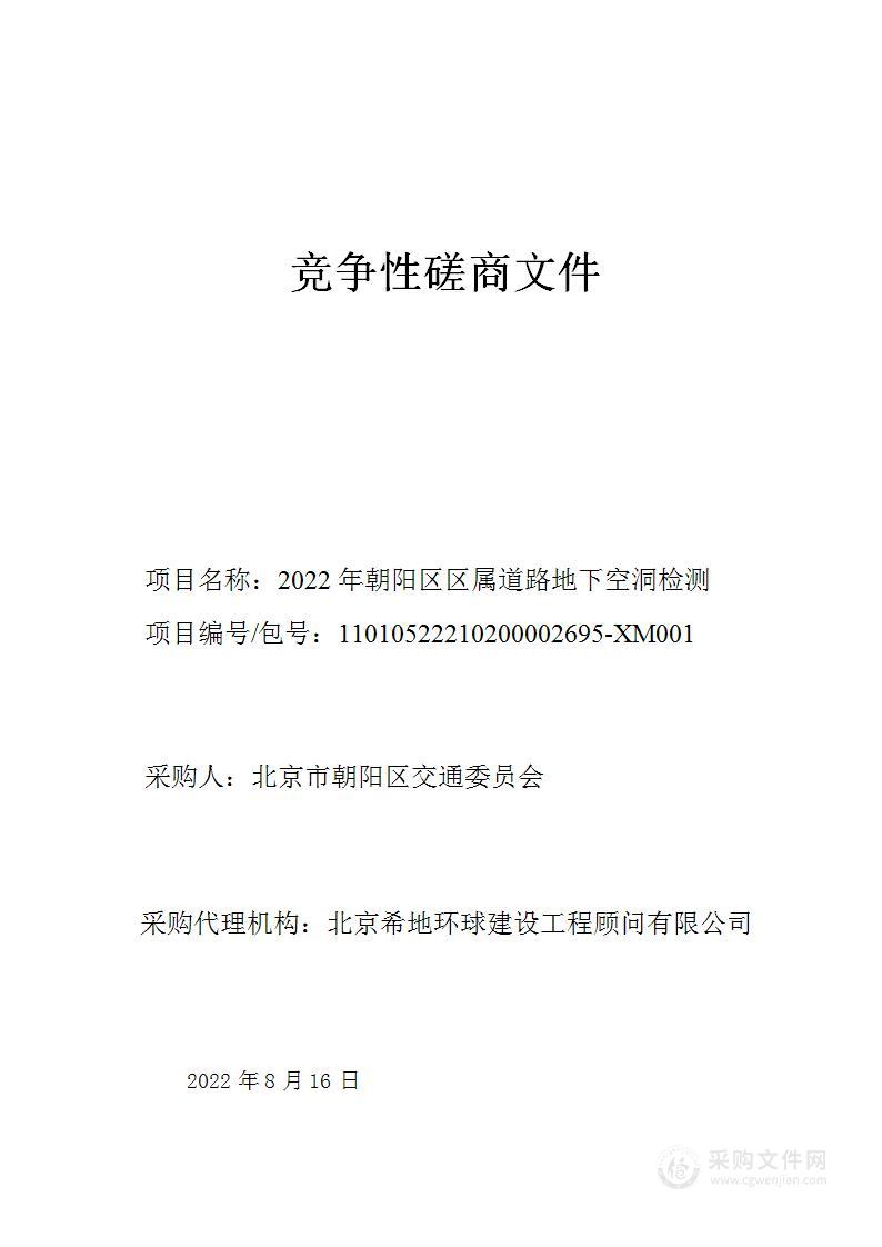 2022年朝阳区区属道路地下空洞检测