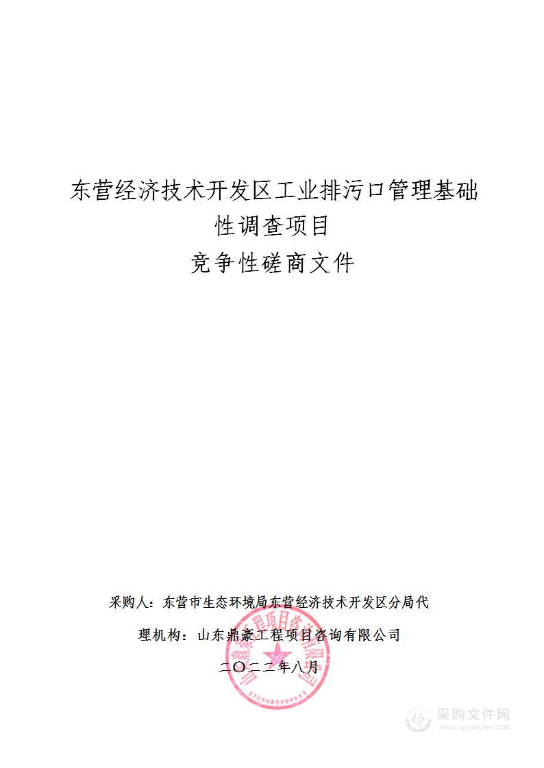 东营经济技术开发区工业排污口管理基础性调查项目