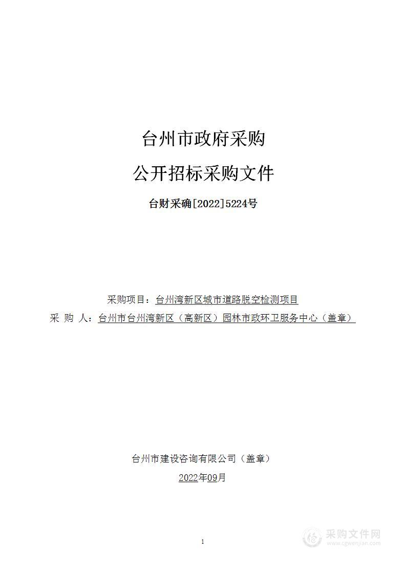 台州市台州湾新区（高新区）园林市政环卫服务中心台州湾新区城市道路脱空检测项目