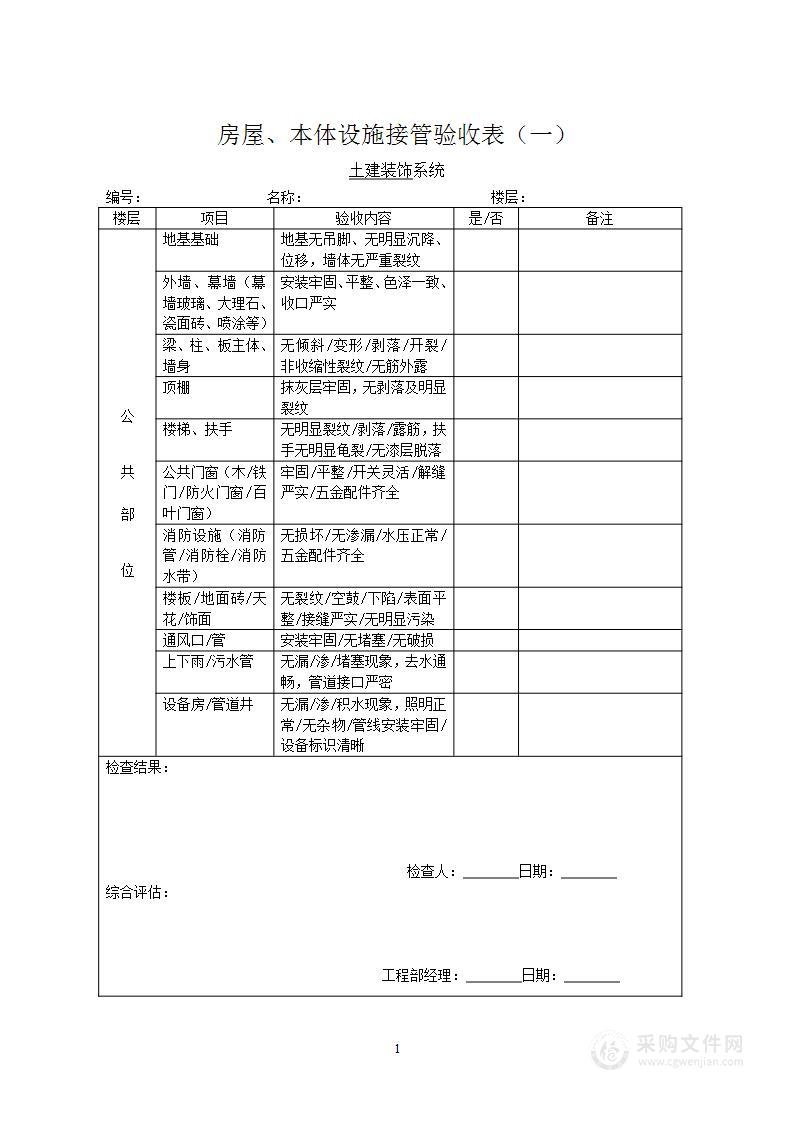 物业承接查验表格