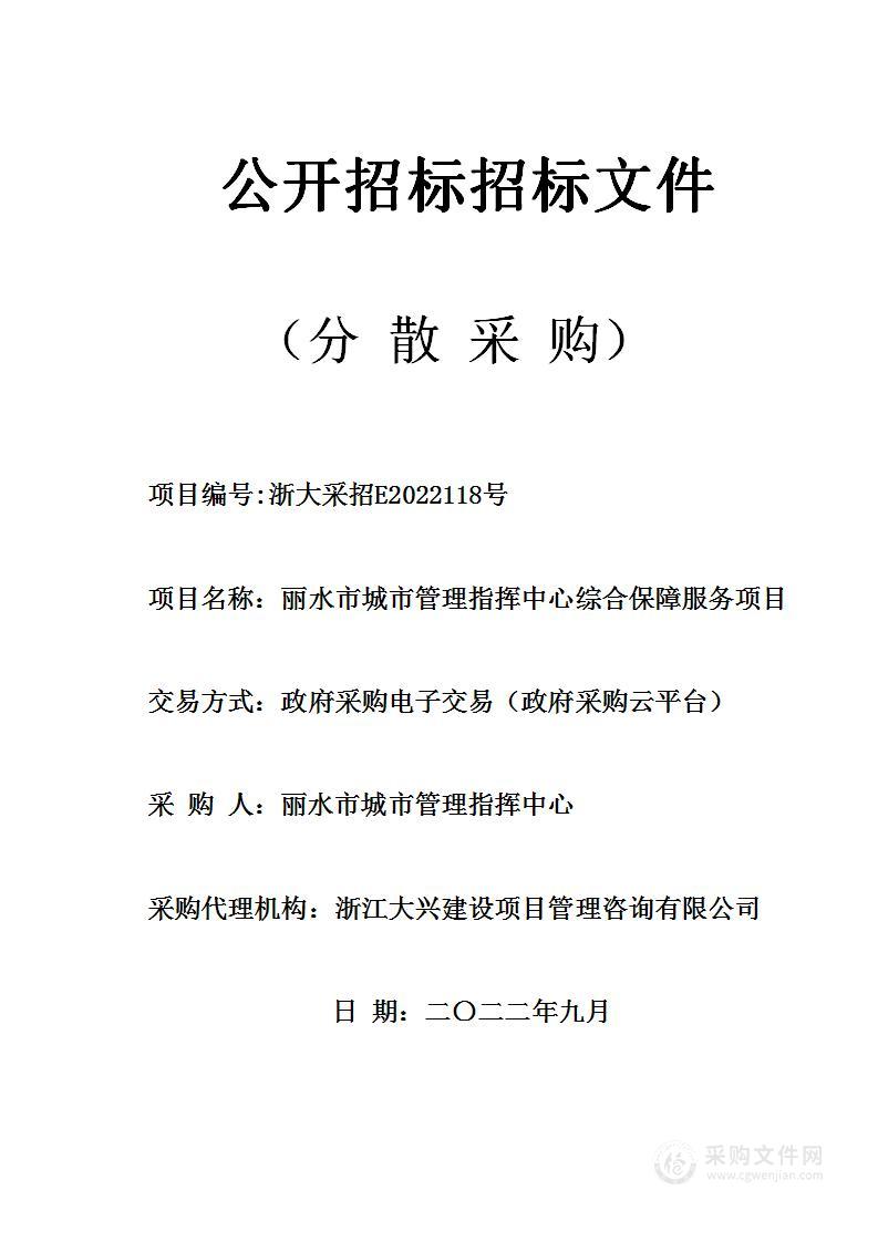 丽水市城市管理指挥中心综合保障服务项目