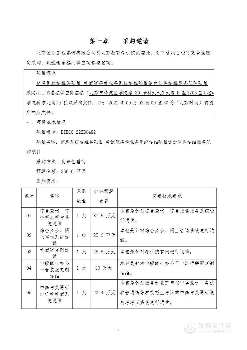 信息系统运维类项目-考试院招考业务系统运维项目追加软件运维服务采购项目