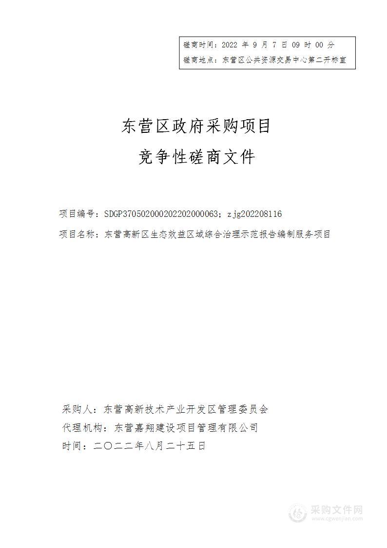 东营高新区生态效益区域综合治理示范报告编制服务项目