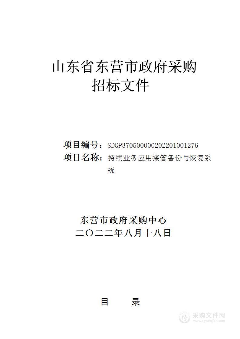 持续业务应用接管备份与恢复系统项目