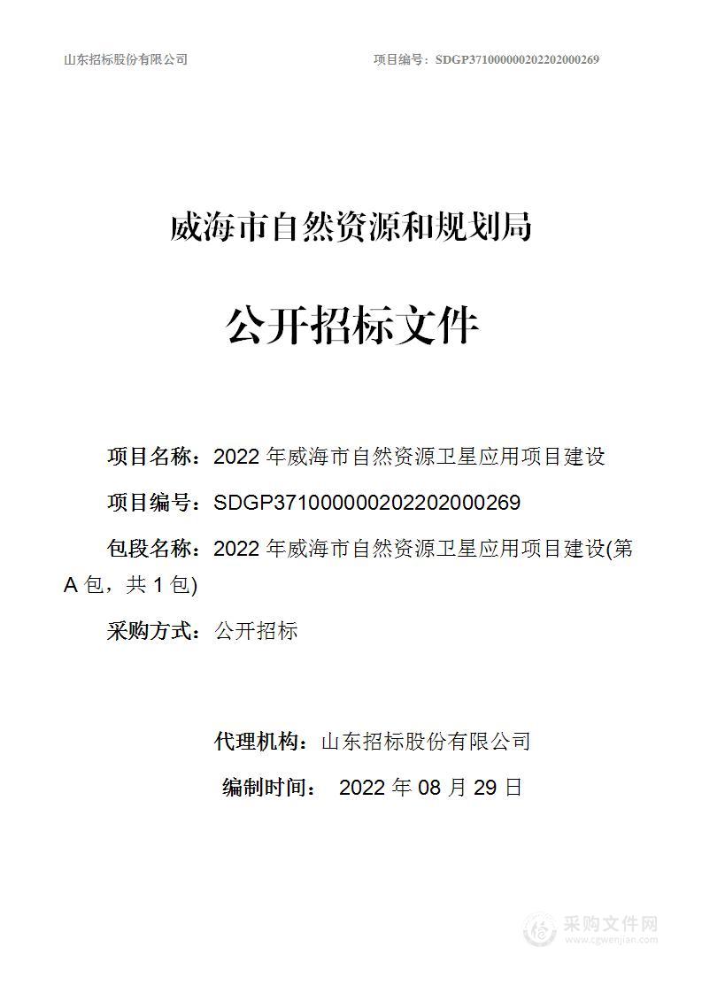 2022年威海市自然资源卫星应用项目建设