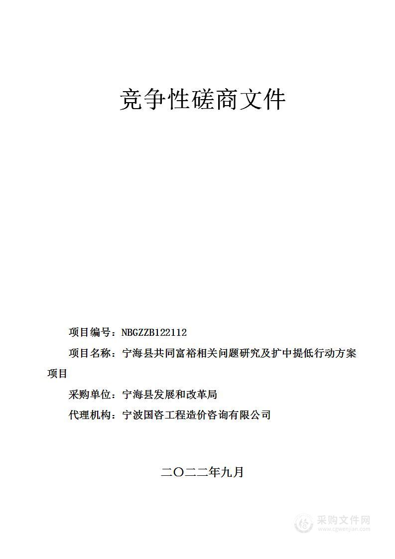 宁海县共同富裕相关问题研究及扩中提低行动方案项目