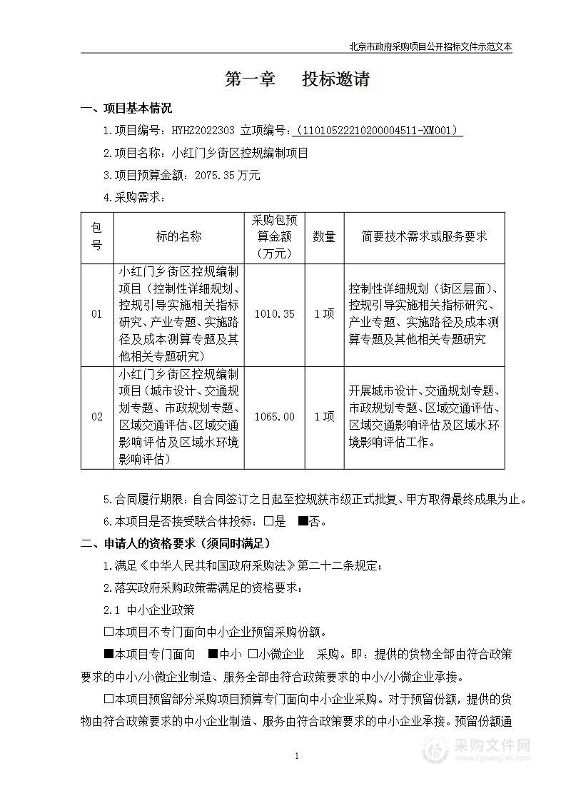 小红门乡街区控规编制项目