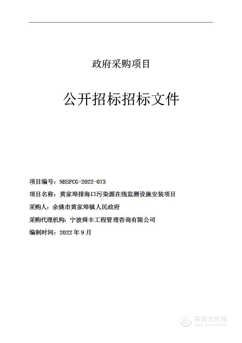 黄家埠排海口污染源在线监测设施安装项目